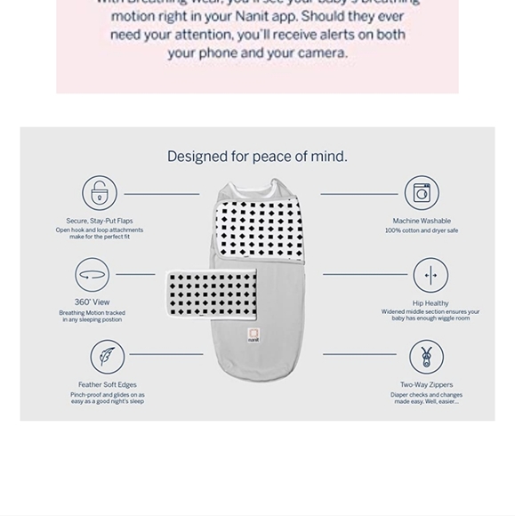 Nanit Breathing Wear Starter Pack – 100% Cotton Swaddle & Breathing Band - Picture 11 of 16